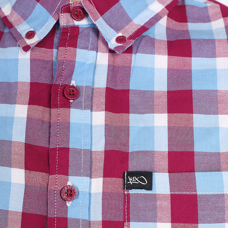 мужская малиновая рубашка K1X Check short sleeve shirt 1200-0636/6418 - цена, описание, фото 2